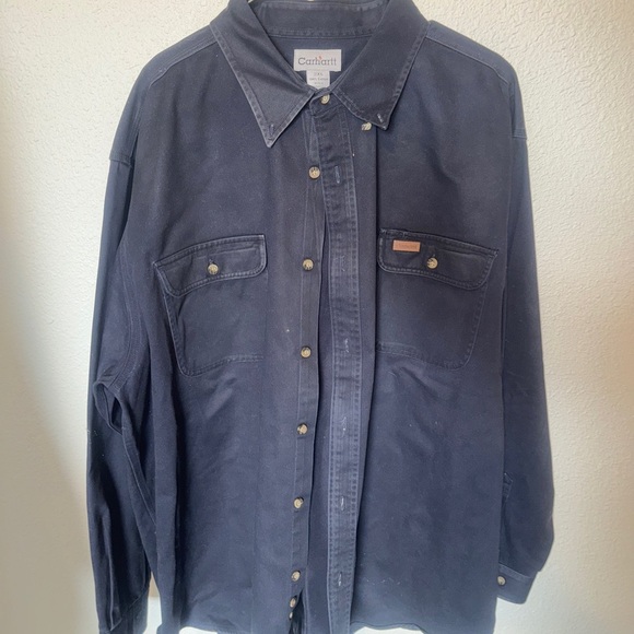 Carhartt Navy Button-Up Shirt - Picture 1 of 4